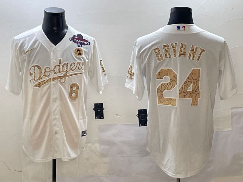 Men Los Angeles Dodgers 24 Bryant White Fashion Game 2025 Nike MLB Jersey style 30611